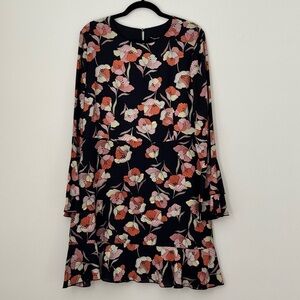 Who What Wear Black Floral Long Sleeve Dress